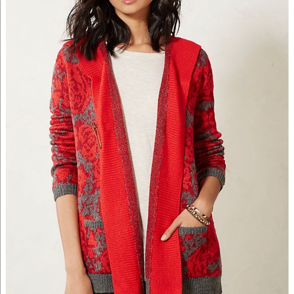 Anthropolgie red floral sweater
